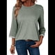 thumbnail image 1 of Camisas de Mujer, Camisetas de Moda con Mangas 3/4, Lindas Blusas Casuales de Cuello Redondo, Blusas Básicas Verde XXL, 1 of 8