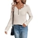 thumbnail image 3 of Camisetas de Punto Suaves y Transpirables para Mujer, con Cuello en V, Botones, Larga, Corte Holgado, Cálidas, Tipo Suéter Caqui 4XL, 3 of 10