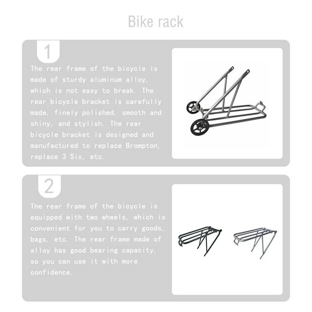 Ruiboury Folding Luggage Carrier Alloy Portable Heavy Duty Polished Cargo Rear Rack Cycling Cycle Holder Replacement for Brompton Silver