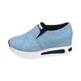 thumbnail image 3 of Rokment Platform Walking Shoes for Women 2026 Spring Fall Fashion Casual Suede Chunky Footbed Mid Heels Slip on Nursing Non-Slip Work Loafers Orthopedic Driving Sneakers Light Blue Size 8, 3 of 5