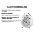 thumbnail image 4 of Reloj Despertador Campana Retro Analógico Estilo Vintage Alarma Decorativo Retro Retroiluminación (Blanco), 4 of 11