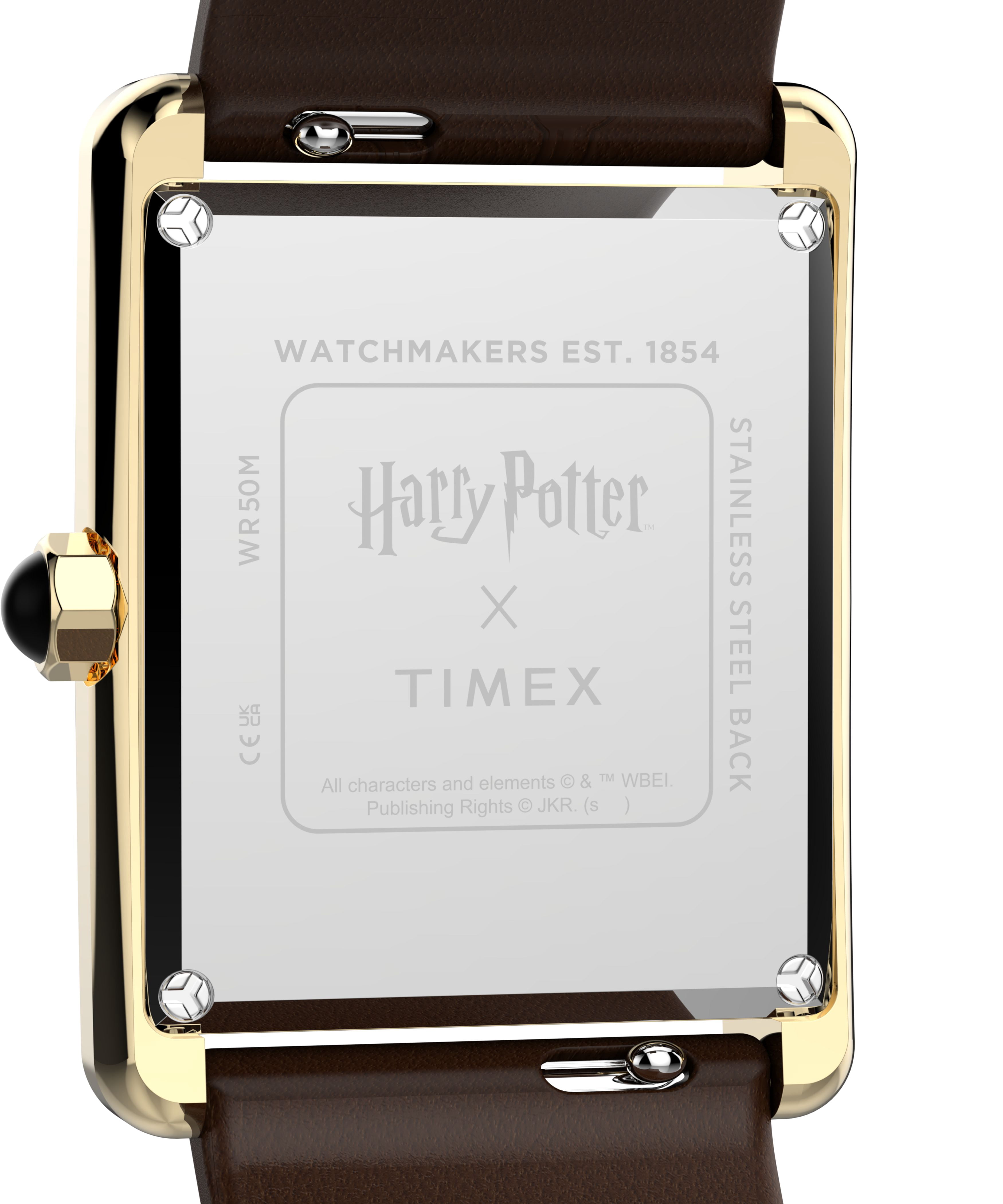 Timex Women's Harry Potter x Hailey Hogwarts 24mm Watch - Brown Two- Piece Quick Release Champagne Dial Gold-Tone Case