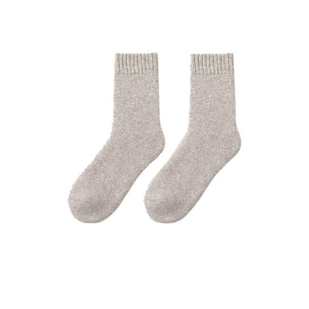 

ADVEN 1 Pair Woman Socks Middle Tube Autumn Winter Warm Breathable Soft Office Work Casual Snow Thermal Long Hosiery for Ladies Light Gray