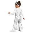 thumbnail image 2 of Miaeowve Toddler Baby Girls Retro 70s Outfit Disco Flared Jumpsuit Sleeveless Sparkly Bodysuit Silver 3-6M, 2 of 7