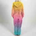 thumbnail image 4 of Miluxas Women Plush Hooded Jumpsuit Fuzzy Pajamas Gradient Color Long Sleeve Zipper Cute Winter Warm Onesie Rompers Hot Pink XL(XL), 4 of 6