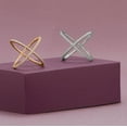 thumbnail image 3 of Rose Gold Plated Criss Religious Faith Cross X Ring Signity CZ Cubic Zirconia Simulated Diamonds Measures 20mm Wide Size, 3 of 8