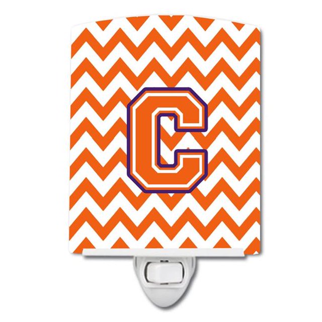 Carolines Treasures CJ1062-CCNL Letter C Chevron Orange & Regalia Ceramic Night Light