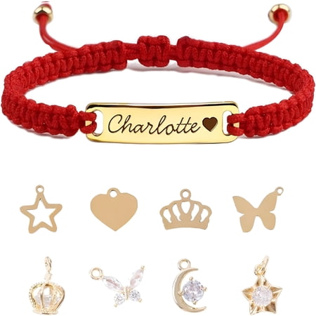DESIGNICE Personalized Baby Bracelet,18K Gold Plated Custom Name Bracelet,Braided Cord Baby Bracelets for Infant Girls Boys Adjustable,Christmas,Birthday,Baptism Gift