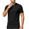 thumbnail image 3 of Ovzne Men's Big & Tall Round Neck Short Sleeve Athletic Basi T-Shirts Breathable Casual Summer Stretchy Activewear Tops S-3XL Multiple Colors, 3 of 10