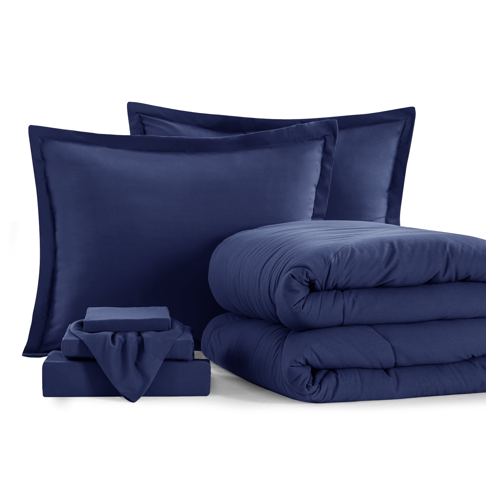 RUIKASI Blue King Comforter Set 7 Pieces King Bed in a Bag Comforter