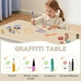 thumbnail image 4 of Kids Study Table and Chairs Set, Height Adjustable Toddler Table and Chair Set for Kids Ages 3-8, 31.5" L x 23.6" W Graffiti Desktop Plastic Children Art Table with 2 Seats, Burlywood, 4 of 6