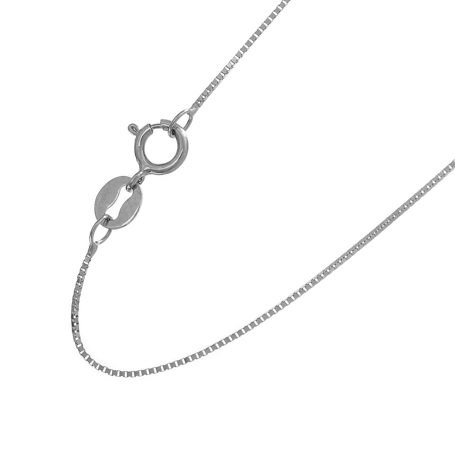 10K 24" White Gold 0.6mm Shiny Box Chain with Lobster Clasp