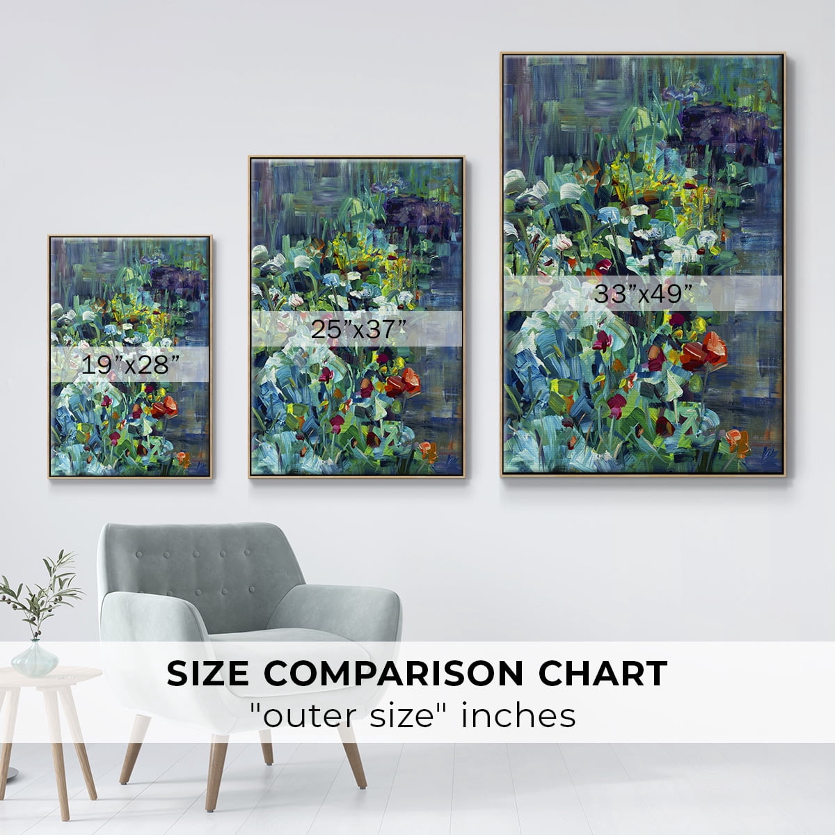 Lots of Love in the Garden Framed Premium Gallery Wrapped Canvas - Ready to Hang - 17 x 25 - Natural Wood Floating Frame