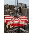 thumbnail image 2 of Outdoor Tablecloth with Umbrella Hole for Patio/Picnic/Party/Camping, Thin Red Lines Waterproof Table Cloth Round Cover Washable, Patriotic Bow Vintage Distressed Striped (Dia 60"), 2 of 9