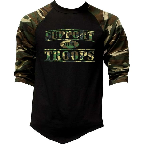 leven troon grafiek Men's Support Our Troops US Army Tee Black/Camo Raglan Baseball T-Shirt  Large Black/Camo - Walmart.com