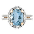 thumbnail image 2 of Dazzlingrock Collection 10X8mm Oval Aquamarine & Round White Diamond Halo Style Engagement Ring for Women (0.40 ctw, Color I-J, Clarity I2-I3) in 10K Rose Gold, Size 4.5, 2 of 5
