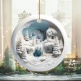 thumbnail image 4 of Kedshhgu Christmas Forest Snowhouse Nativity Pendant Circular Flat Acrylic Christmas Tree Hanging Decoration Home Office Table Decor Winter Holiday Birthday Party Gifts Supplies, 4 of 5