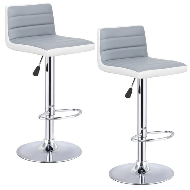 Goplus Set Of 2 Adjustable Swivel Armless Pu Leather Bar Stools Pub Chairs Walmart Com Walmart Com