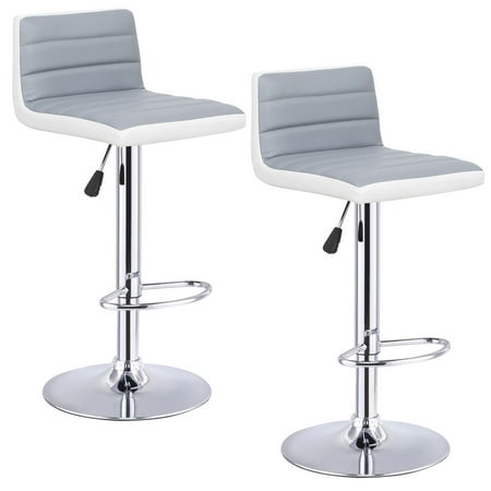 - Goplus Set of 2 Adjustable Swivel Armless PU Leather Bar Stools Pub Chairs