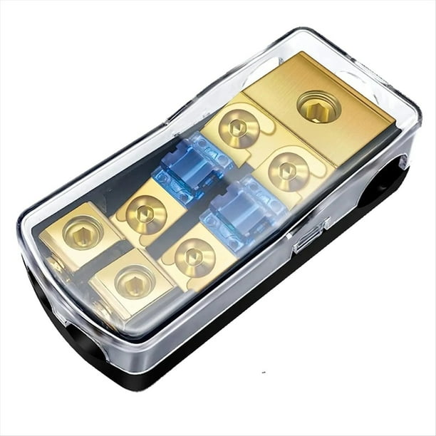 Portafusibles ANL de 2 VíAs, Bloque de DistribucióN de Fusibles de Cobre de Calibre 0/2/4 una Calibre 4/6/8 de 60 Amperios para Amplificador de Audio para AutomóVil