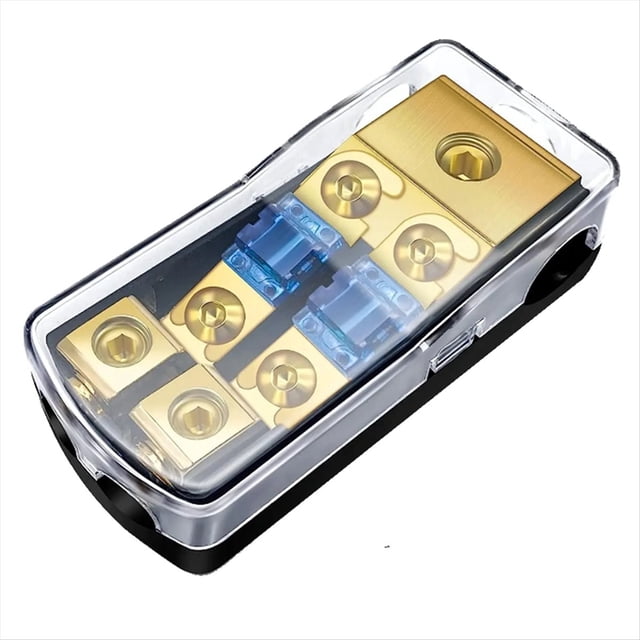 Portafusibles ANL de 2 VíAs, Bloque de DistribucióN de Fusibles de Cobre de Calibre 0/2/4 una Calibre 4/6/8 de 60 Amperios para Amplificador de Audio para AutomóVil