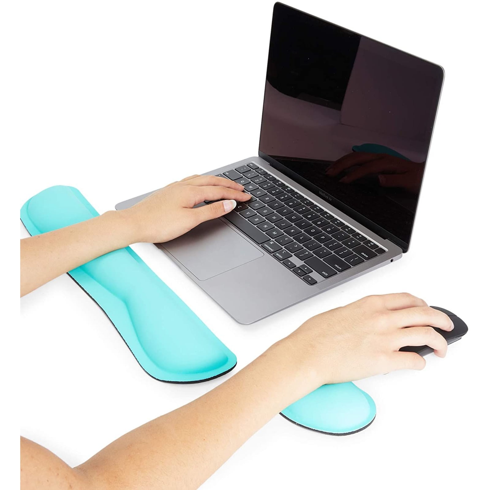 Keyboard Wrist Rest and Mouse Pad Wrist Rest Set with Gel Wrist Support for Relieve Wrist Pain Compact Perfect Height Cushion Pad with Ergonomic Acupoint Massage Support - Mandala Typist Avid Gamer