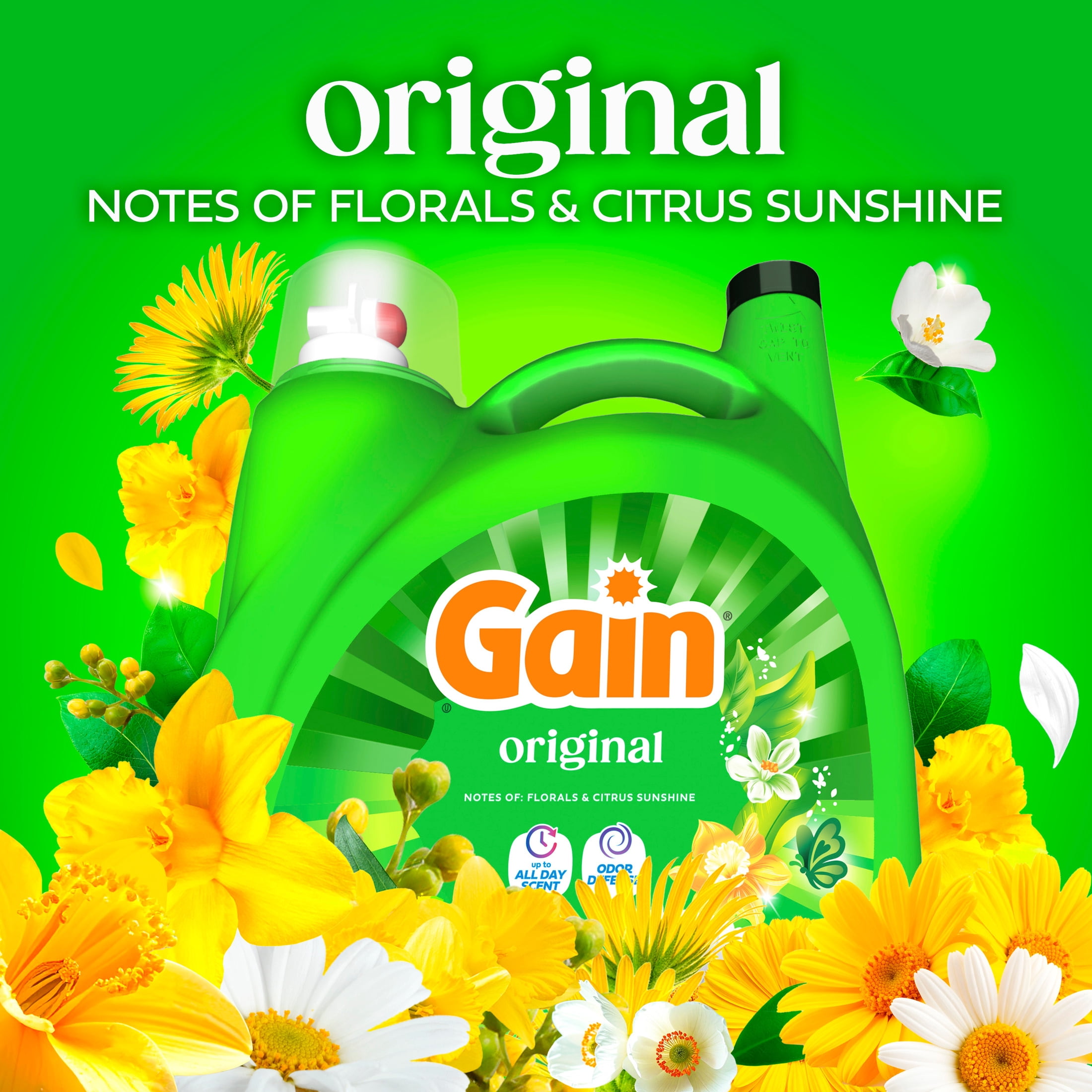 Gain Laundry Detergent Liquid, Now with Odor Defense, Original Scent, 177 fl oz, 134 Loads