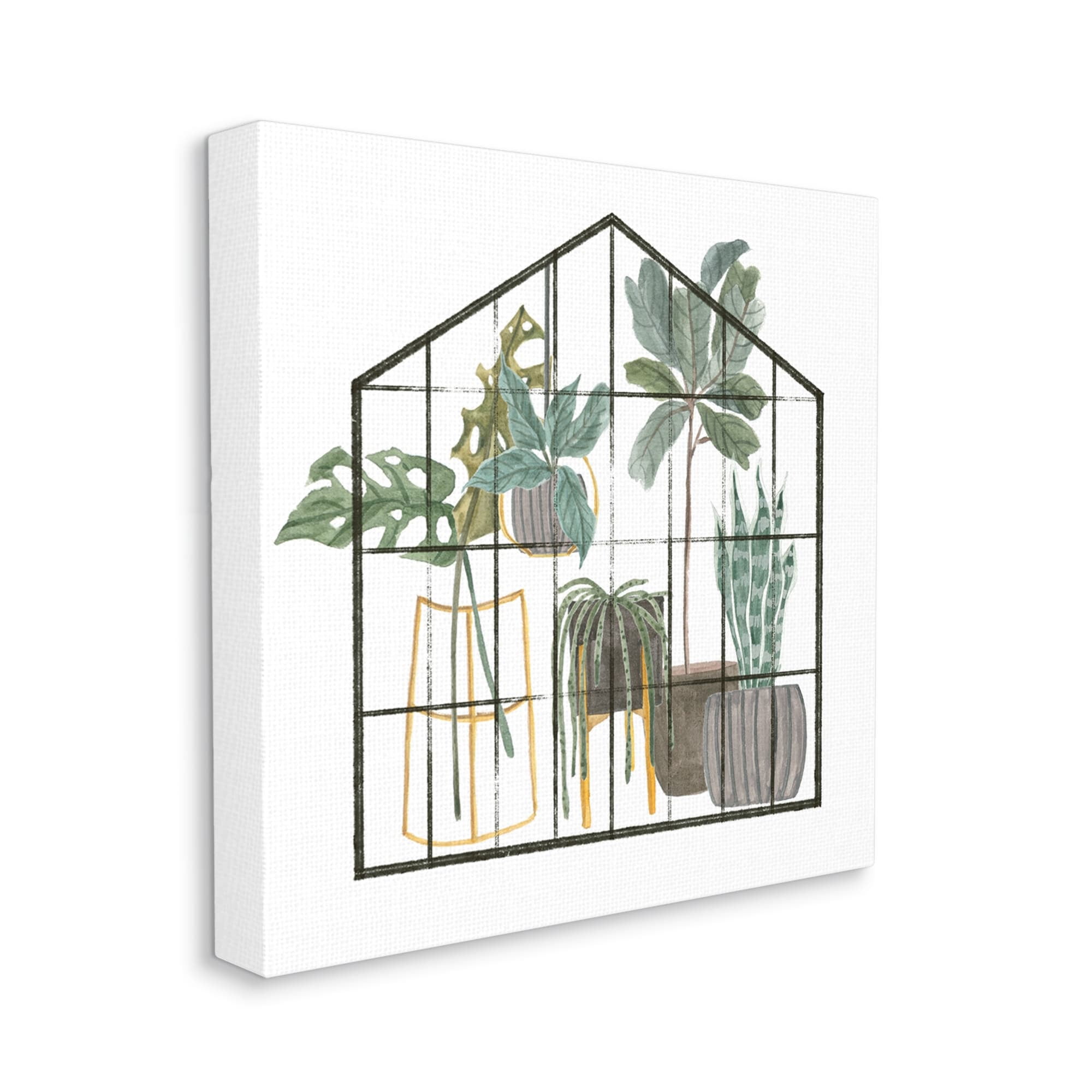 Stupell Industries Modern Greenhouse Illustration Chic Indoor Plants Palm Leaves,24 x 24, Design by Melissa Wang