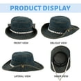 thumbnail image 2 of COOPLUS Womens Cowboy Denim Hat Two Ways To Wear Adjustable Chin Strap Foldable Bucket Hat for Summer, 2 of 8