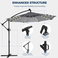 thumbnail image 6 of Patbrela 10ft Offset Patio Umbrellas (Includes Base) Outdoor Cantilever Hanging Umbrella with Infinite Tilt, for Yard, Garden, Beach, Pool & Deck, Gray, 6 of 10