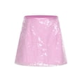 thumbnail image 3 of iixpin Womens Sequin Skirt Side Zipper Fully Lined Short Skirt Glittery Bodycon Miniskirt Pink S, 3 of 6