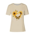 thumbnail image 4 of KIHOUT Nouveau Haut de Mode d'Été pour Femmes 2025, Haut Décontracté à Manches Courtes Imprimé Floral Col Rond Beige m, 4 of 4