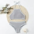 thumbnail image 2 of Mujeres que imprimen traje de baño pequeño de color sólido fresco Split Bikini Set traje de baño Fridja nalpqowj21939, 2 of 9