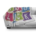 thumbnail image 3 of Going Away Party Soft Flannel Fleece Throw Blanket, Colorful Vibrant Blocks with Letters Saying Luck Modern Artwork Print, Cozy Plush for Indoor and Outdoor Use, 50" x 70", Multicolor, by Ambesonne, 3 of 6