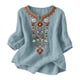 thumbnail image 2 of Neewe Women's Embroidered Tops 3/4 Sleeve Traditional Boho Shirts for Women V Neck Peasant Tunic Blouses, 2 of 8
