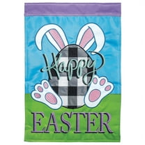 Magnolia Gardens M011330 13 x 18 in. Happy Easter Plaid Bunny Polyester Garden Flag