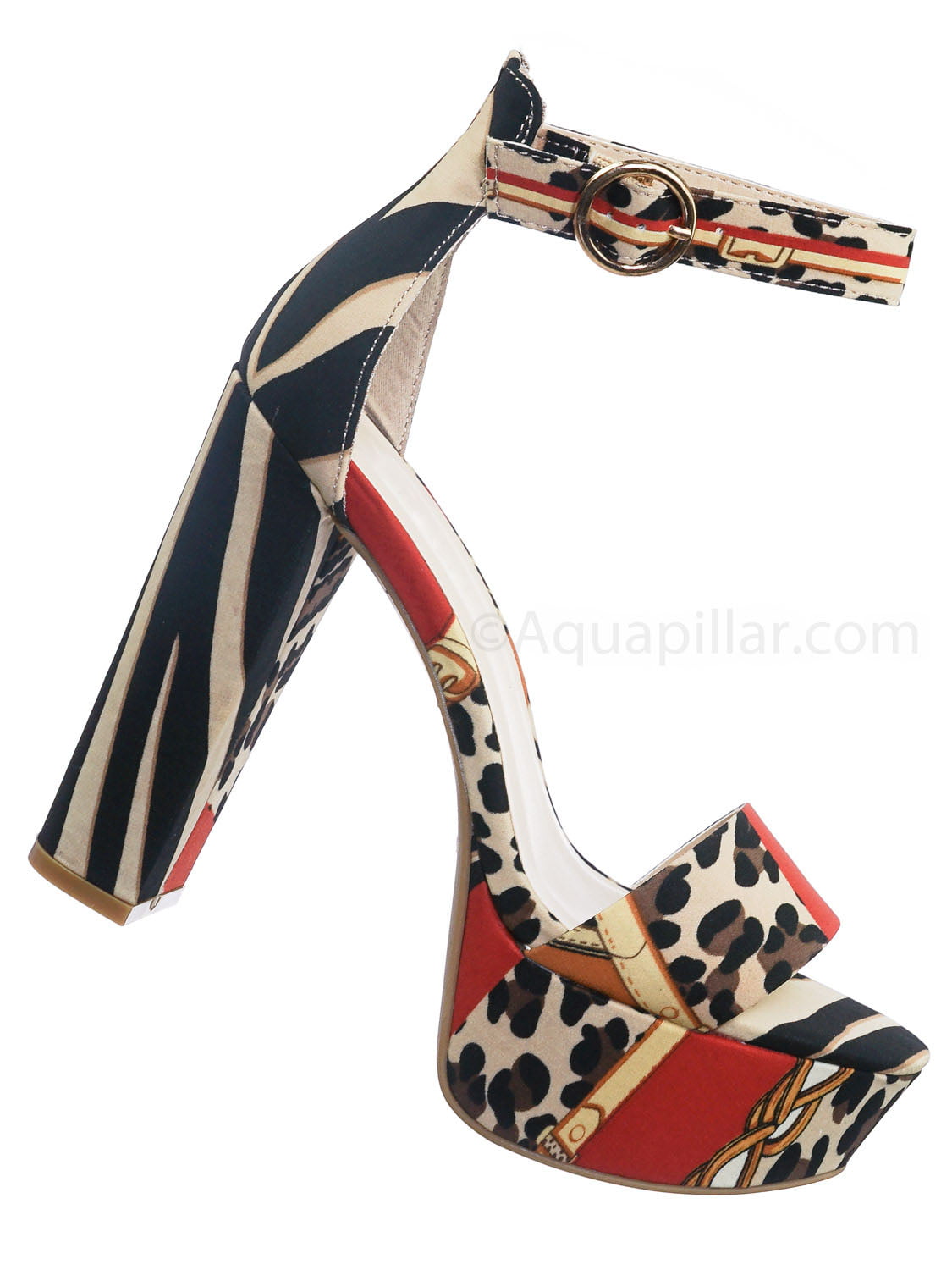 bamboo women's chunky heel platform sandal with quarter strap