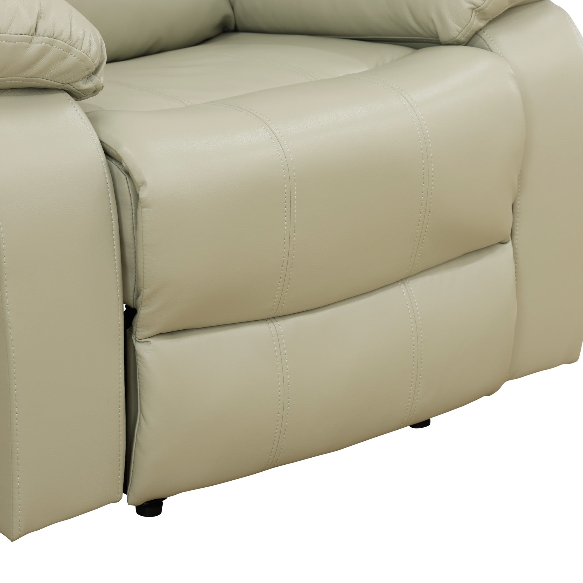 Gewnee Beige 3-Piece Living Room Air Leather Recliner Sofa Set with Console & Cup Holders