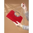 thumbnail image 7 of Women’s Red Pleated Evening Clutch Bag with Rhinestone Handle, Elegant Formal Party Wedding Prom Handbag, Crossbody Shoulder Chain Evening Bag, 7 of 7