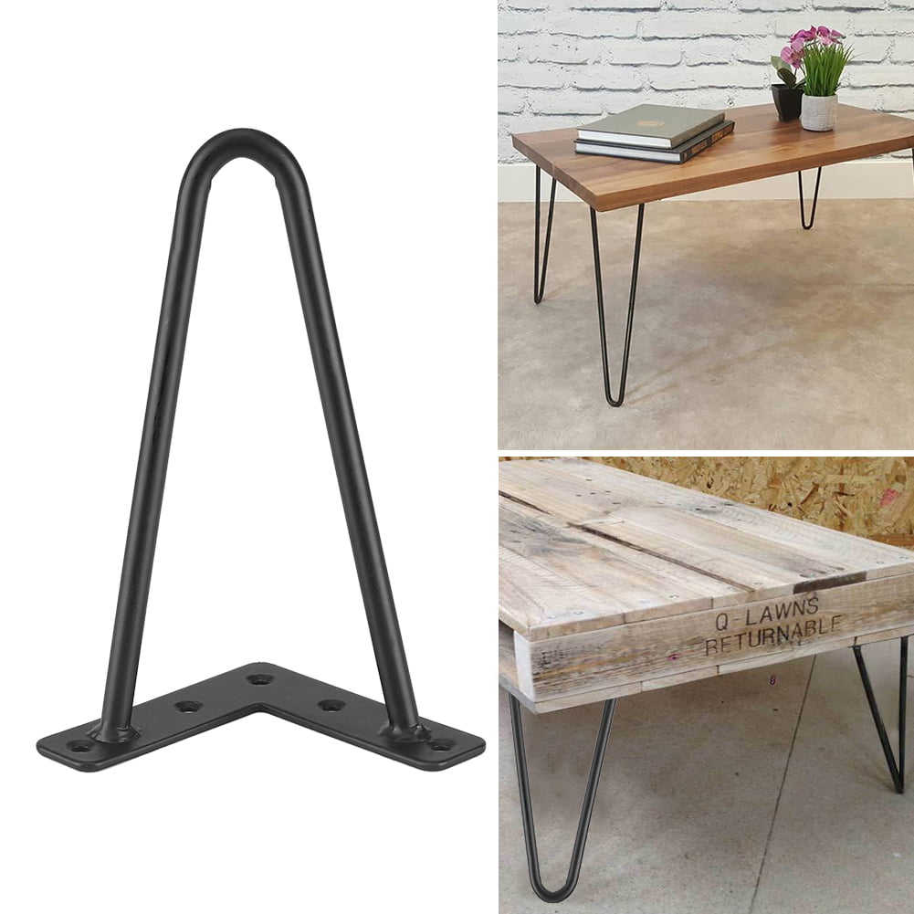 4pcs 14" 18" 28" Hairpin Coffee Table Legs DIY Metal Solid Steel 2 Rod Black Leg 