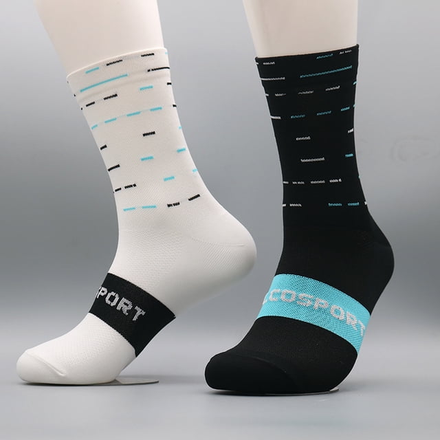 Calcetines de ciclismo Compresión Athletic Crew Calcetines para correr Hombres y mujeres para senderismo Montar en bicicleta Triatlón Entrenamiento Pickleball Escalada Deportes 2 pares