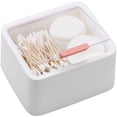 thumbnail image 2 of ABPETE 2pcs Qtips Holder - Large Cotton Swabs Dispenser Bathroom Canisters Cotton Balls, Pads Storage Container, Hinged Lids, White, 2 of 14
