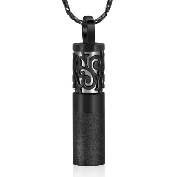 Cylinder Hollow Urn Necklace for Ashes Cremation Jewelry for Ashes Flower Keepsake Memorial Jewelry Hollow Vial Urn Pendant for Human Pet Ashes