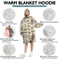 thumbnail image 5 of Wearable Oversized Blanket,Beige Gothic Skull Butterfly Birdcage Pattern Wearable Blanket Hoodie for Adults,Cozy Hooded Blankets with Super Pockets,Super Warm Fuzzy Pullover for Women & Men, 5 of 6