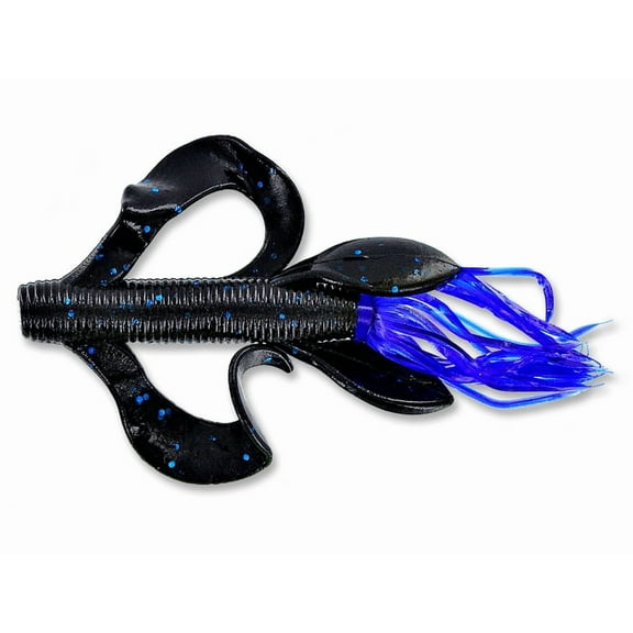 Yamamoto Baits Kreature Soft Bait, 7, 4in, Black/Clear Blue