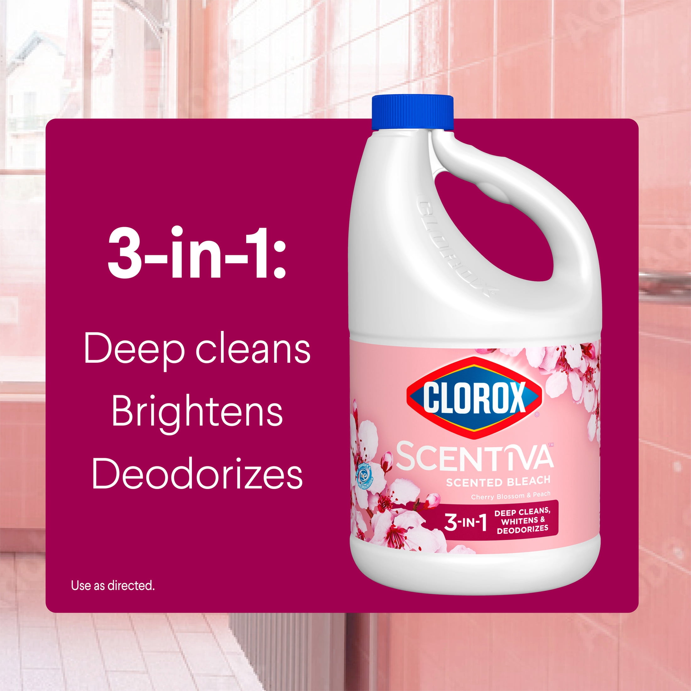 Clorox Scentiva Scented Bleach, Cherry Blossom and Peach, 121 fl oz