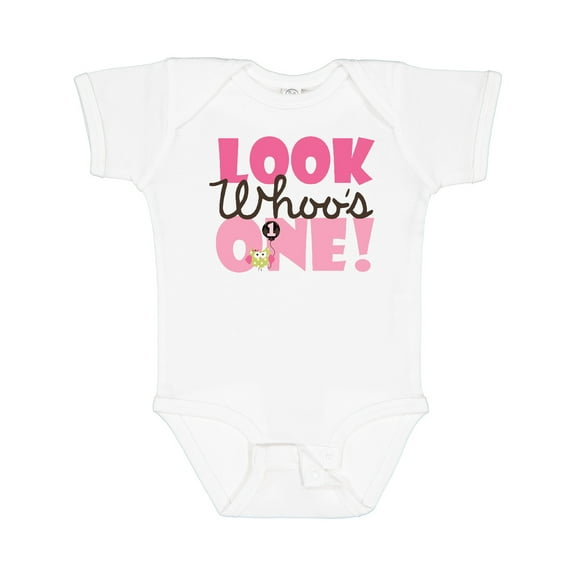 Inktastic Look Who is One Owl Girls Baby Bodysuit