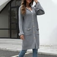thumbnail image 6 of jtjvou Women Long Cardigan Open Front Button Down Sweaters Long Knitwear Fall Winter Outerwear Coats with Pockets Gray S, 6 of 9
