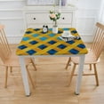 thumbnail image 3 of nygtbtfer Yellow Blue Plaid Round Tablecloth, Fitted Table Cover with Elastic for  Tables, Watercolor Yellow Blue Checkered Table Cloth Outdoor Indoor Dinning Party Tablecloths, 3 of 7