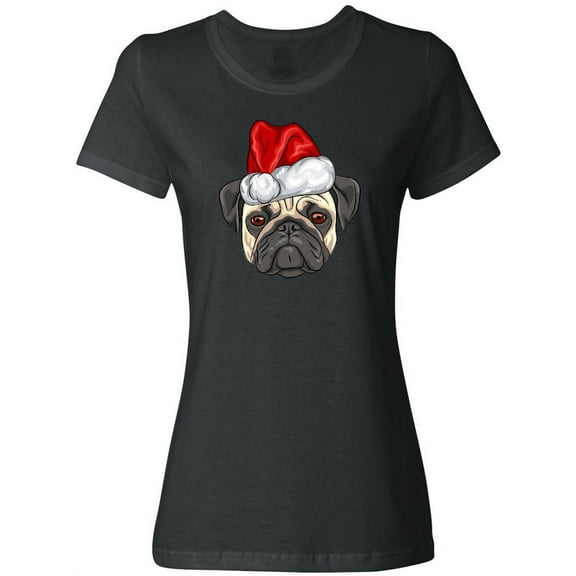 Inktastic Christmas Pug Dog Santa Women's T-Shirt